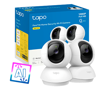Pack 2 Cámaras de Vigilancia TP-Link Tapo TC71 360° Wi-Fi 2K, Detección inteligente con IA 